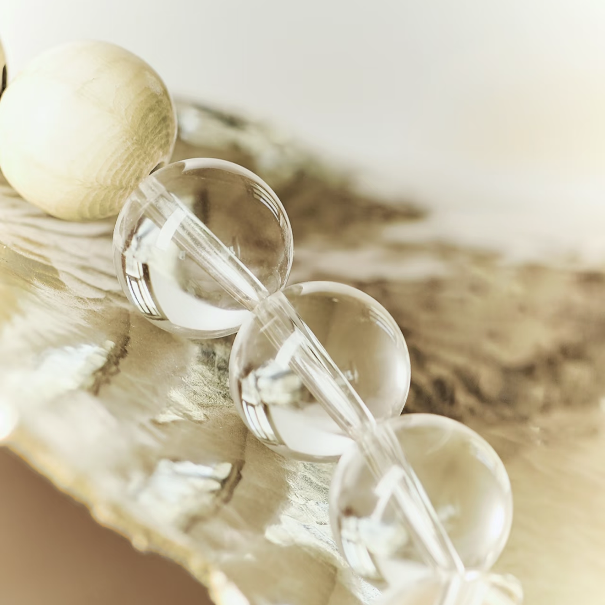 Metal Element incense bracelet with crystals and wood, helps enhance decisiveness